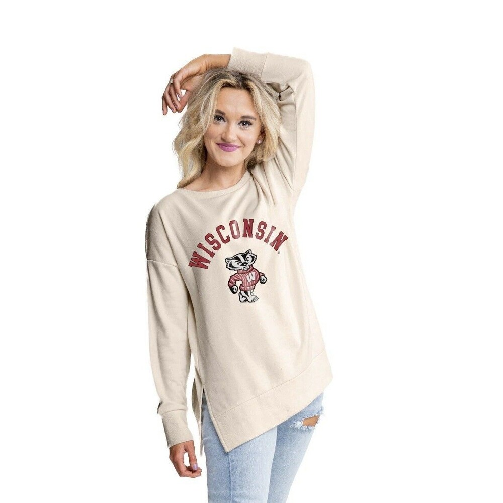 University of Wisconsin Women's Pullover by Gameday Couture Ivory Shirt XL EUC